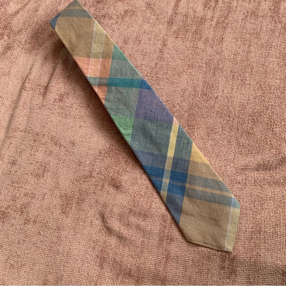 Brooks Brothers Makers 100 Percent Cotton Necktie Plaid Pastel